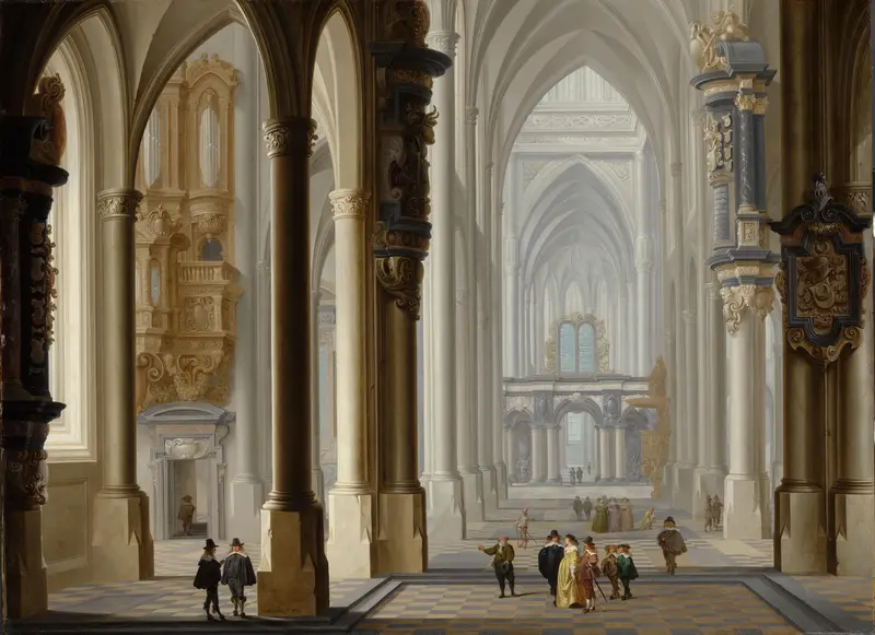 Interieur van een gotische kerk Wall Art by Dirck van Delen - High-Resolution Digital Print