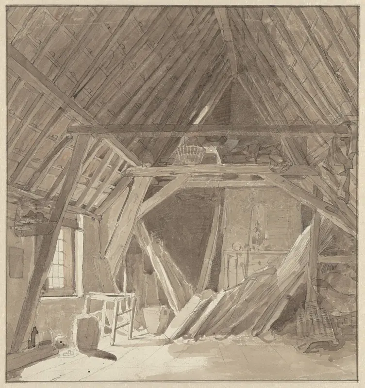 Interieur van een hoog zoldervertrek Wall Art by Jacobus Ludovicus Cornet - High-Resolution Digital Print