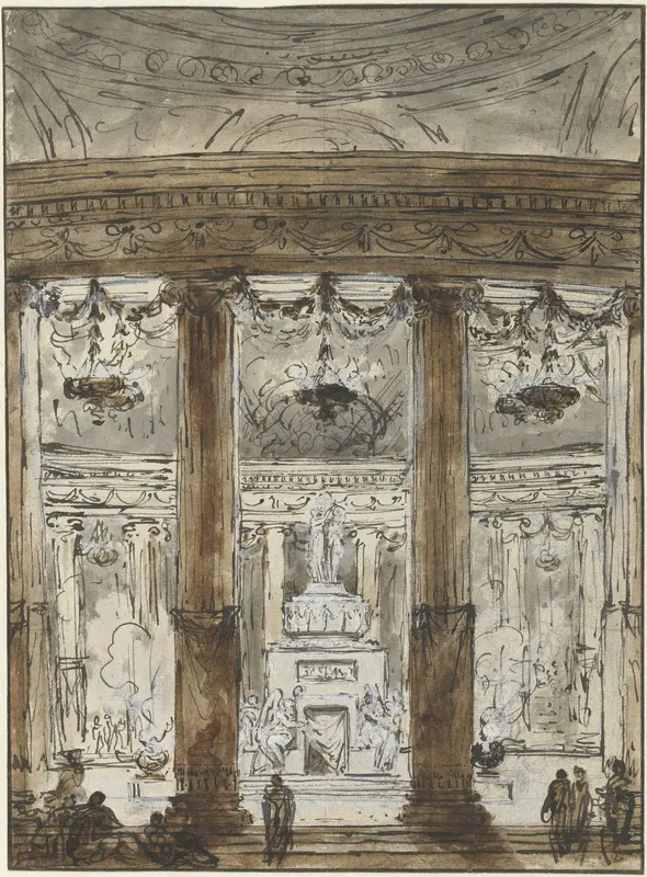 Interieur van een mausoleum Wall Art by Charles Michel-Ange Challe - High-Resolution Digital Print