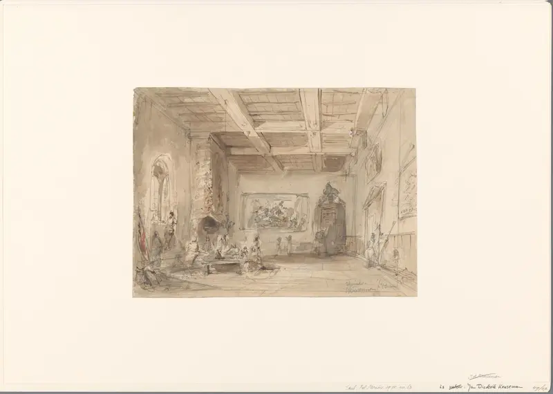 Interieur van grote zaal met schilderijen, een kaart van Venetië en wapens Wall Art by Jan Diederikus Kruseman - High-Resolution Digital Print