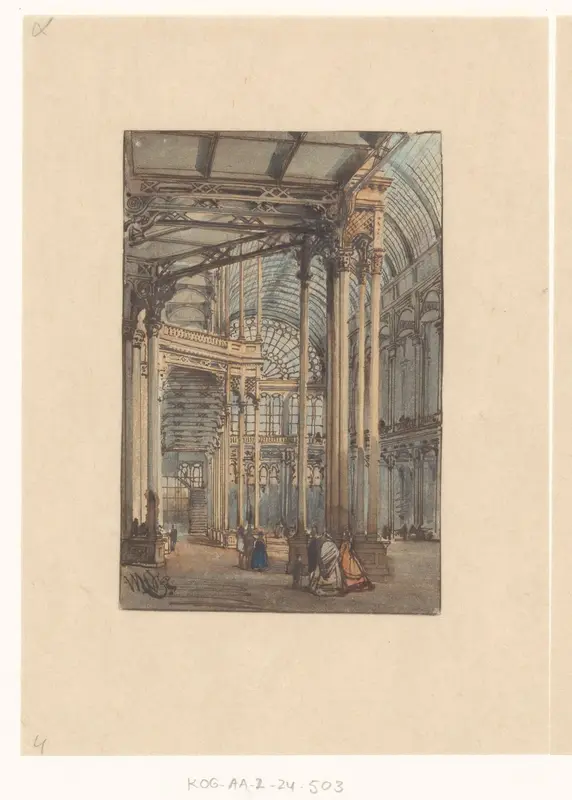 Interieur van het Paleis voor Volksvlijt, gezien naar de Grote Zaal Wall Art by Unknown - High-Resolution Digital Print