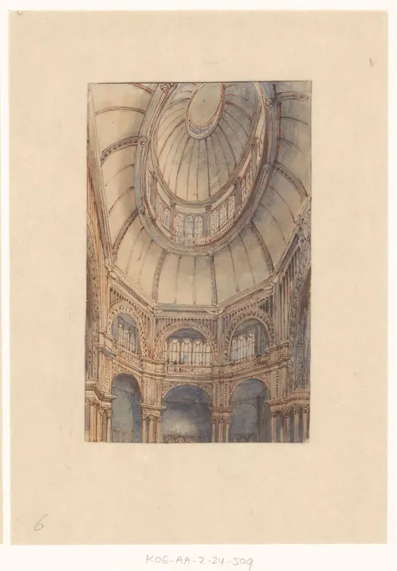 Interieur van het Paleis voor Volksvlijt, gezien naar de koepel Wall Art by Willem Hekking jr. - High-Resolution Digital Print