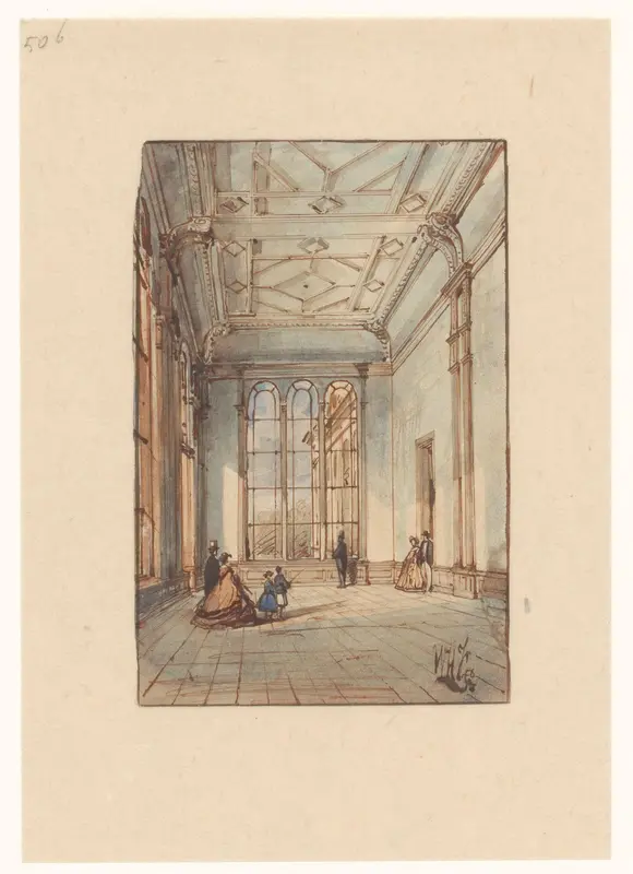 Interieur van het Paleis voor Volksvlijt, gezien naar een zijzaal Wall Art by Unknown - High-Resolution Digital Print