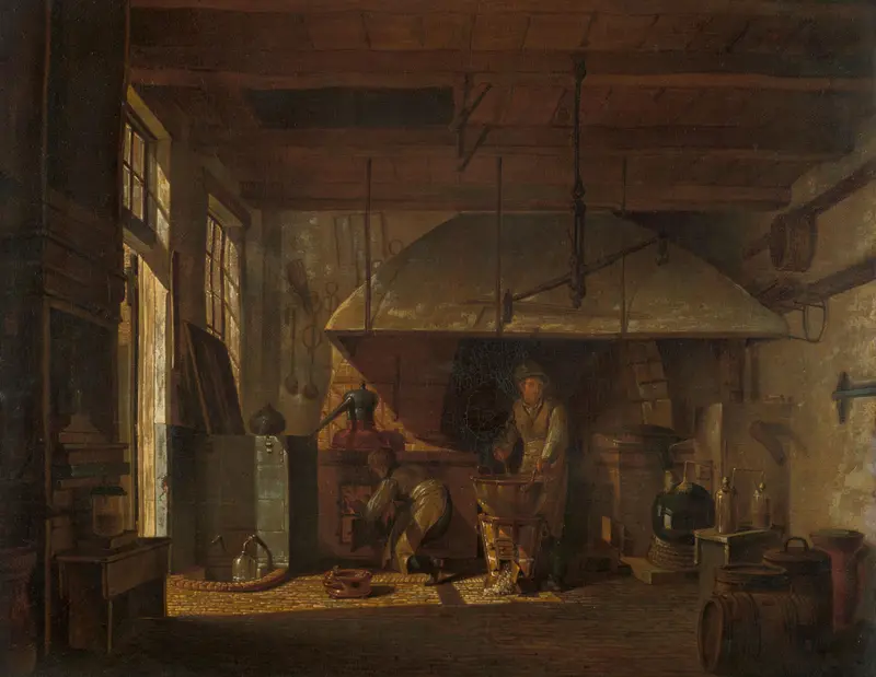Interieur van het 'Stoockhuys' van apotheker A. d'Ailly bij het bolwerk aan de Zaagmolenpoort te Amsterdam Wall Art by Johannes Jelgerhuis - High-Resolution Digital Print