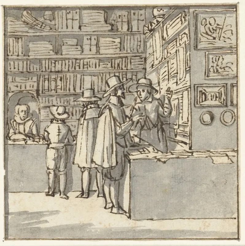 Interior of a Bookshop Wall Art by Unknown - High-Resolution Digital Print