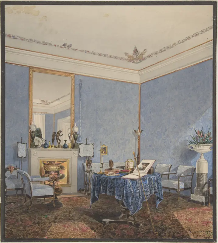 Interior of a Drawing Room Wall Art by Anonymous, Italian, 19th century - High-Resolution Digital Print