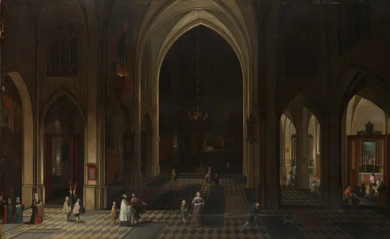 Interior of a Gothic Church at Night Looking East Wall Art by Peeter Neeffs (I) - High-Resolution Digital Print