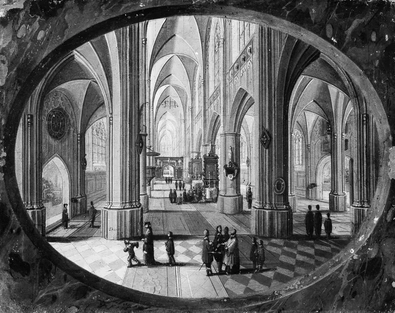 Interior of a Gothic Church by Day Wall Art by Pieter Neeffs the Elder - High-Resolution Digital Print
