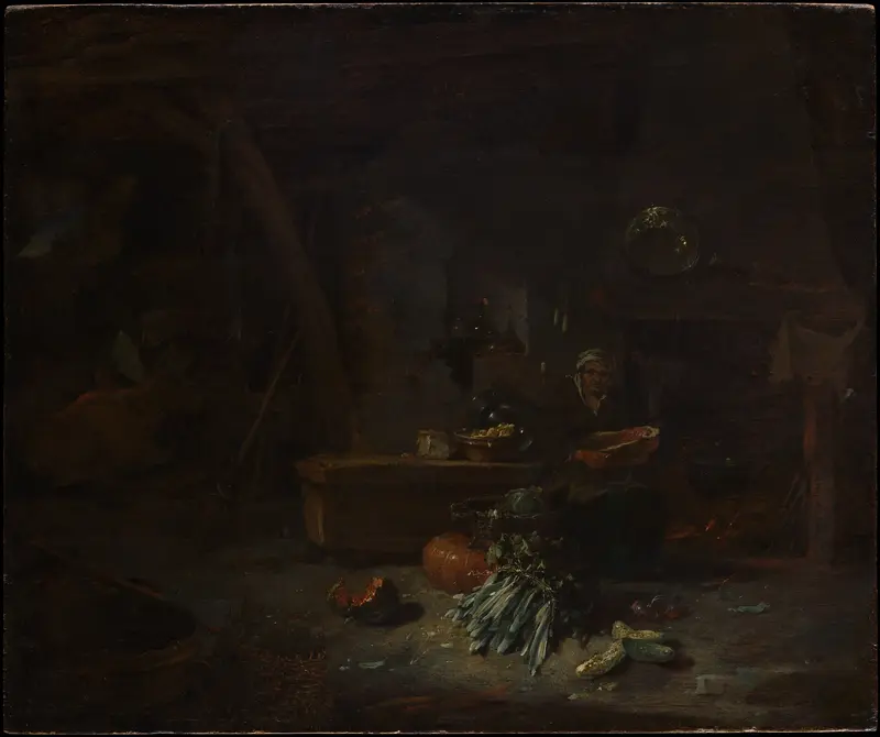 Interior of a Kitchen Wall Art by Willem Kalf - High-Resolution Digital Print
