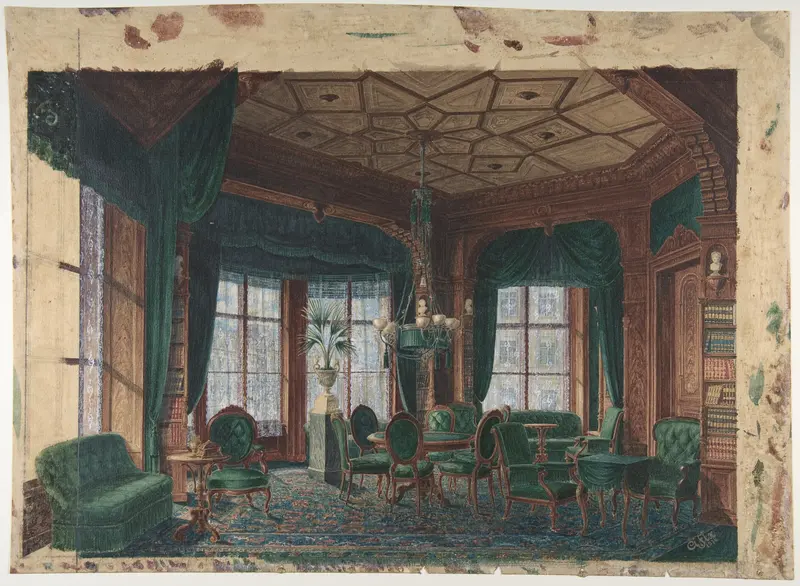 Interior of a Smoking-Room or Club-Room Wall Art by A. Fix - High-Resolution Digital Print