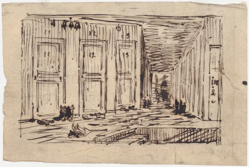 Interior of an Inn or The Corridor of an Inn Wall Art by Charles-François Daubigny - High-Resolution Digital Print