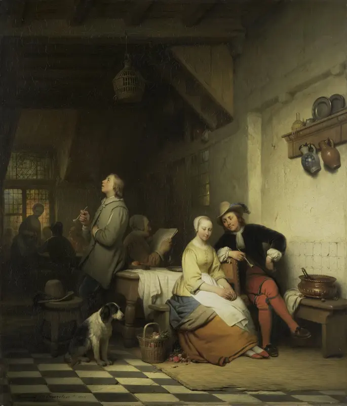 Interior of an Inn, with Figures in Seventeenth-Century Costume Wall Art by Ferdinand De Braekeleer (I) - High-Resolution Digital Print