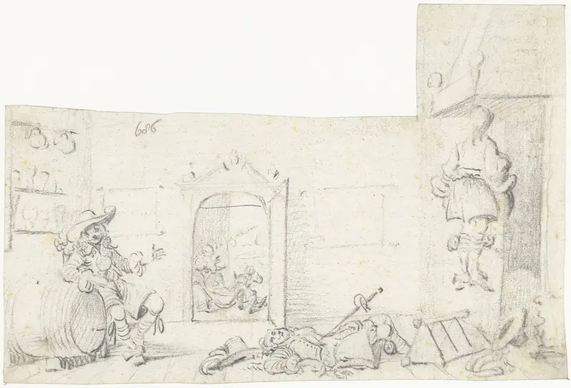 Interior of an Inn with Two Dead Men and a Drunkard Wall Art by Gesina ter Borch - High-Resolution Digital Print