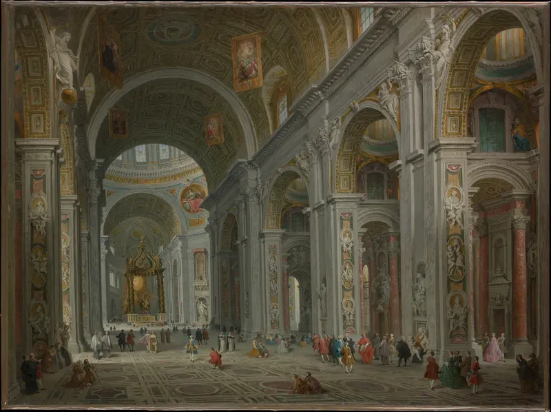 Interior of Saint Peter's, Rome Wall Art by Giovanni Paolo Panini - High-Resolution Digital Print