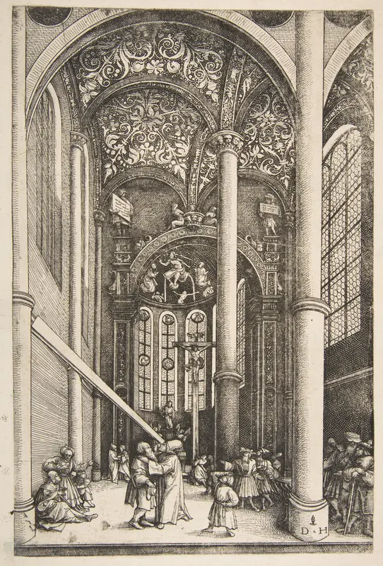 Interior of the Church of Saint Katherine’s with the Parable of the Mote and the Beam Wall Art by Daniel Hopfer - High-Resolution Digital Print