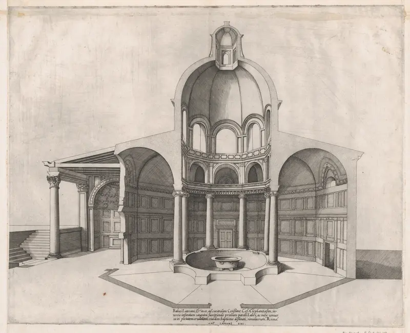 Interior of the Lateran, from "Speculum Romanae Magnificentiae" Wall Art by Nicolas Beatrizet - High-Resolution Digital Print