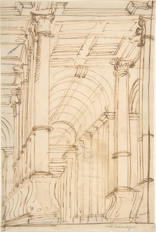 Interior with Columns and Vault Wall Art by Anonymous, Italian, 17th century - High-Resolution Digital Print