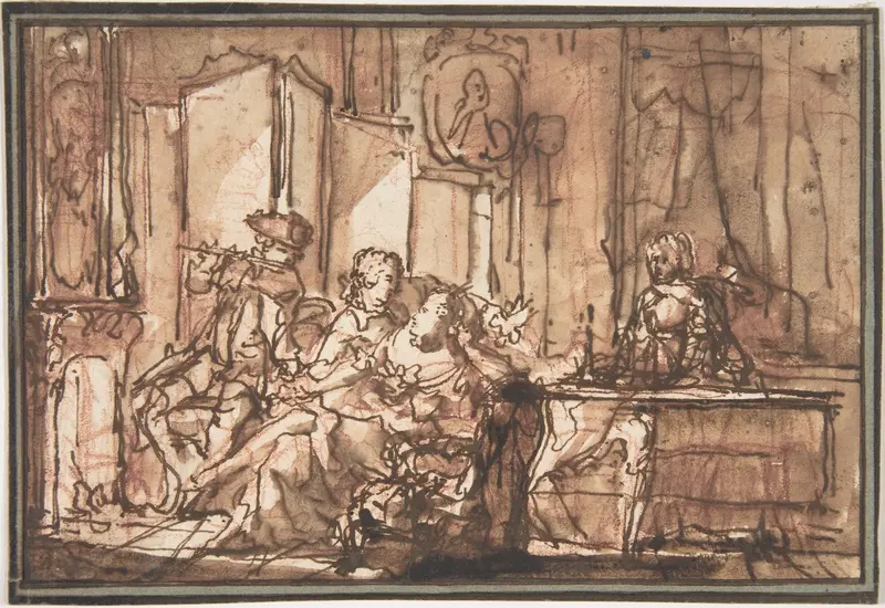Interior with Figures Wall Art by Anonymous, French, 18th century - High-Resolution Digital Print