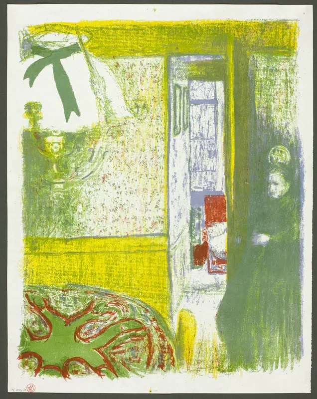 Interior with Hanging Lamp, plate four from Landscapes and Interiors Wall Art by Édouard Jean Vuillard - High-Resolution Digital Print