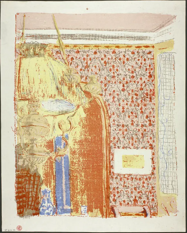 Interior with Pink Wallpaper II, plate six from Landscapes and Interiors Wall Art by Édouard Jean Vuillard - High-Resolution Digital Print