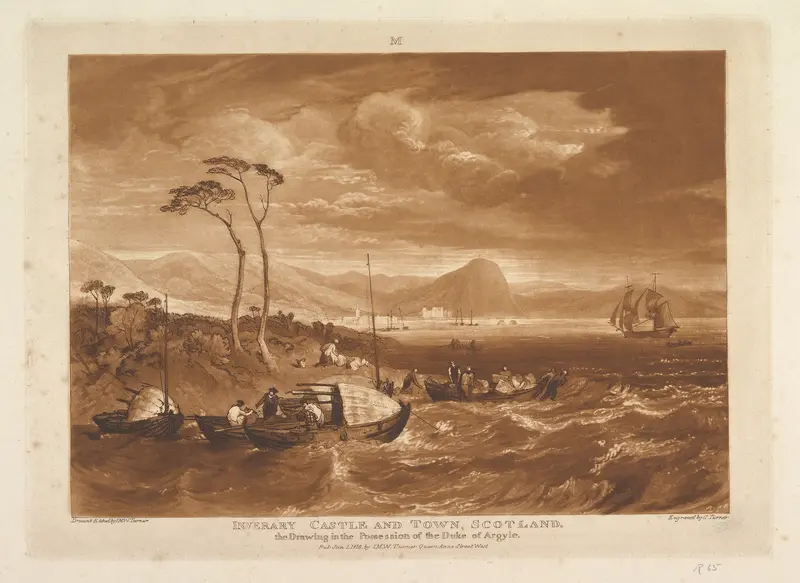 Inverary Castle and Town, Scotland, part XIII, plate 65 from "Liber Studiorum" Wall Art by Joseph Mallord William Turner - High-Resolution Digital Print