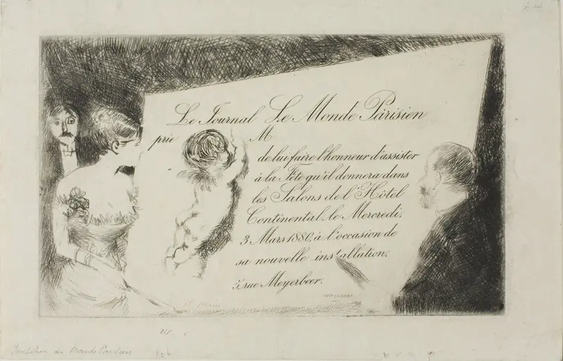 Invitation from the newspaper "Le Monde Parisien" Wall Art by Jean Louis Forain - High-Resolution Digital Print