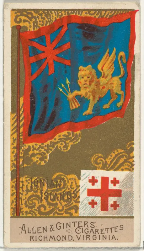 Ionian Islands, from Flags of All Nations, Series 2 (N10) for Allen & Ginter Cigarettes Brands Wall Art by Allen & Ginter - High-Resolution Digital Print