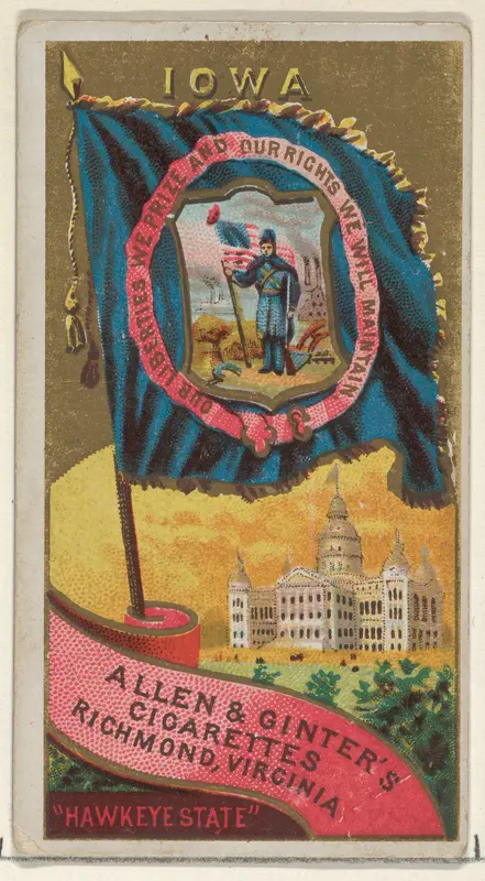 Iowa, from Flags of the States and Territories (N11) for Allen & Ginter Cigarettes Brands Wall Art by Allen & Ginter - High-Resolution Digital Print