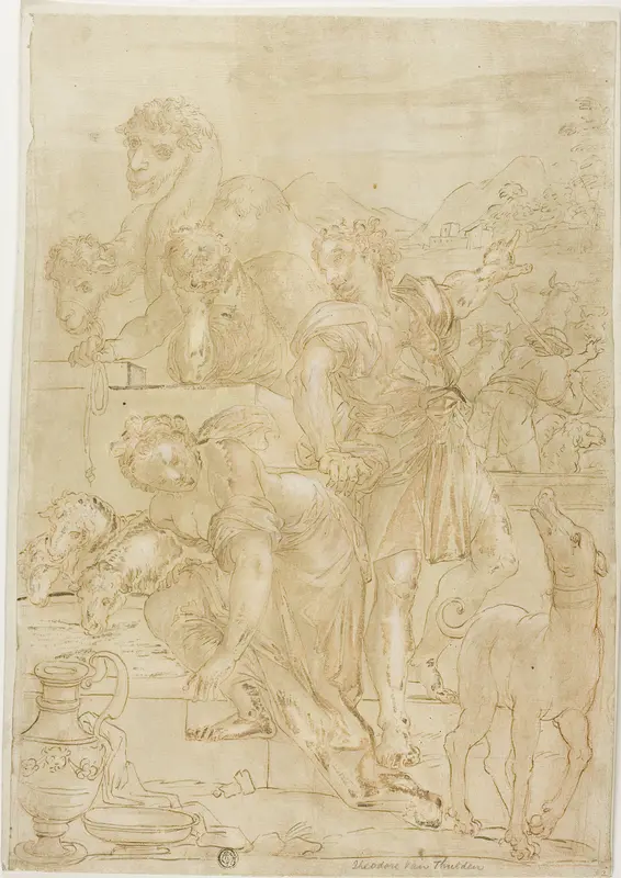 Isaac and Rebecca at Well Wall Art by Theodoor van Thulden - High-Resolution Digital Print