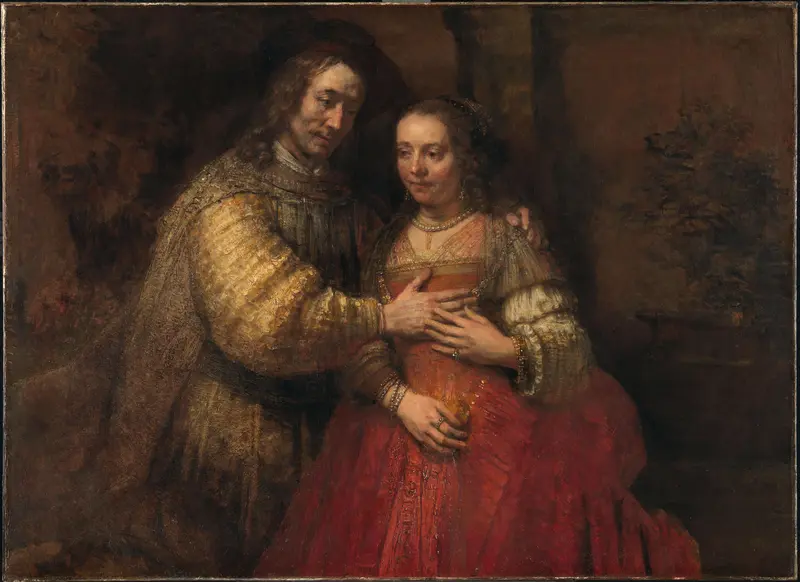 Isaac and Rebecca, Known as ‘The Jewish Bride’ Wall Art by Rembrandt van Rijn - High-Resolution Digital Print
