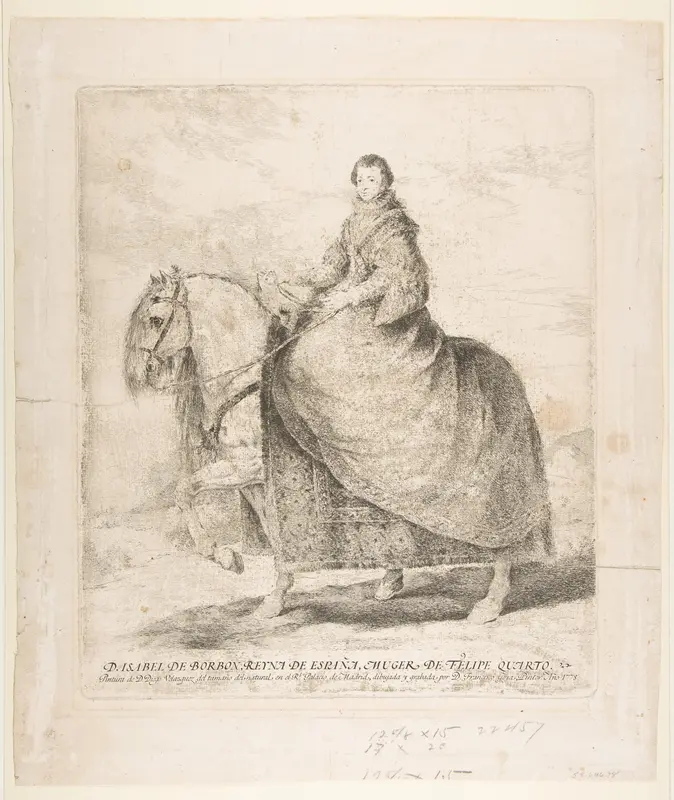 Isabel of Bourbon, Queen of Spain on horseback, after Veláquez Wall Art by Goya (Francisco de Goya y Lucientes) - High-Resolution Digital Print
