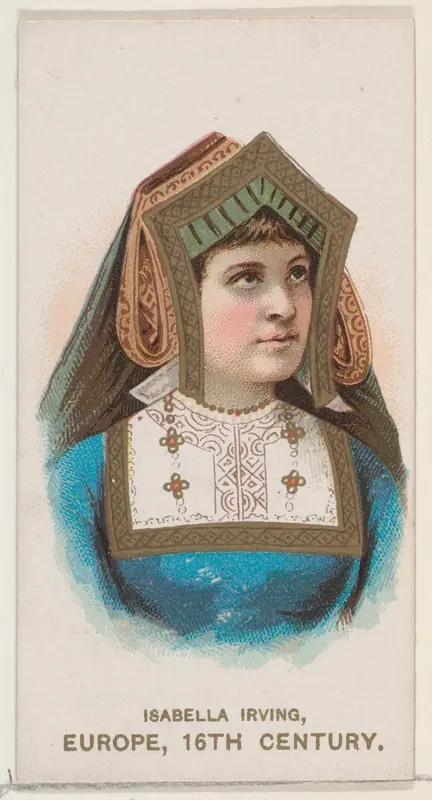 Isabella Irving Dressed in European Costume of the 16th Century, from the set Actors and Actresses, Second Series (N71) for Duke brand cigarettes Wall Art by W. Duke, Sons & Co. - High-Resolution Digital Print