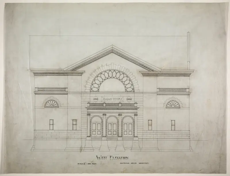 Isaiah Temple, Chicago, Illinois, Alternate West Elevation Wall Art by Dankmar Adler - High-Resolution Digital Print