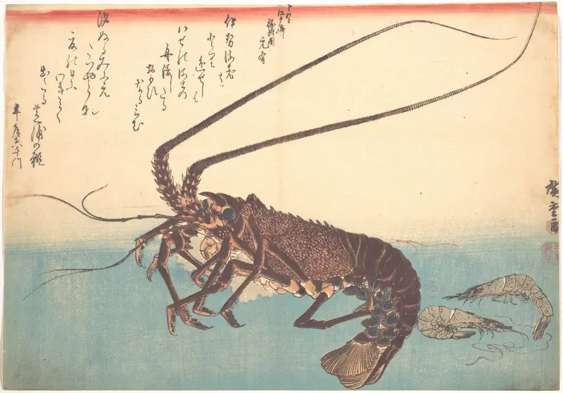 Ise-ebi and Shiba-ebi, from the series Uozukushi (Every Variety of Fish)