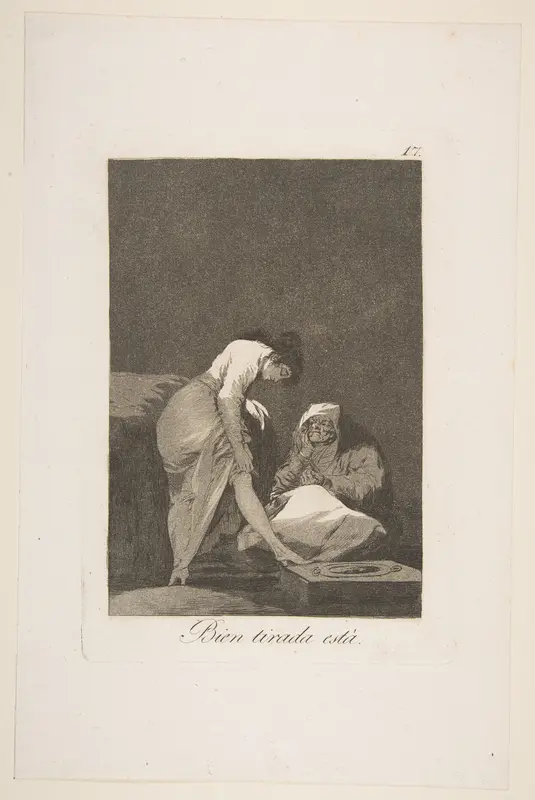 It is nicely stretched (Bien tirada está), plate 17 from "Los Caprichos"