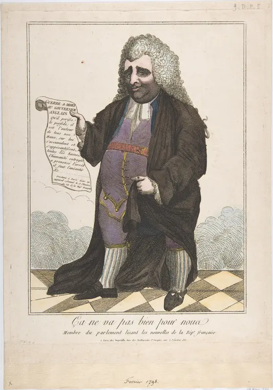 It is Not Going Well For Us: A Member of Parliament Reading the News of the French Republic (Ça ne va pas bien pour nous: Membre du parlement lisant les nouvelles de la Rep[ublique] française) Wall Art by Anonymous, French, 18th century - High-Resolution Digital Print