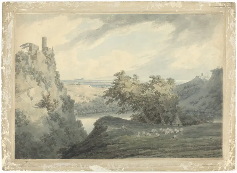 Italiaans berglandschap met het meer van Nemi Wall Art by John Robert Cozens - High-Resolution Digital Print
