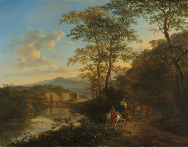 Italiaans landschap met de Ponte Lucano over de Aniene rivier Wall Art by Unknown - High-Resolution Digital Print