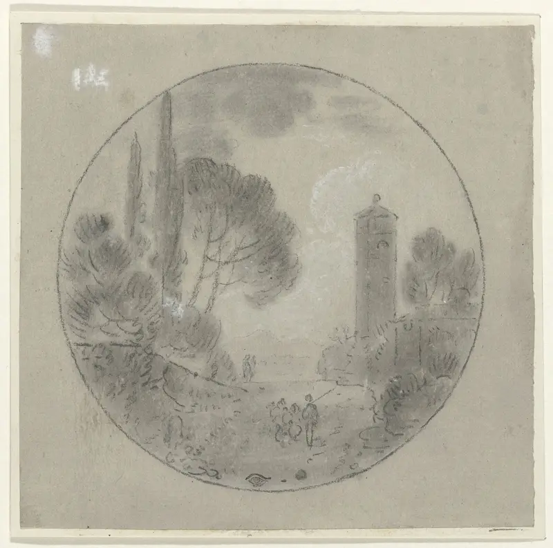 Italiaans landschap met enige figuren op een weg Wall Art by Richard Wilson - High-Resolution Digital Print