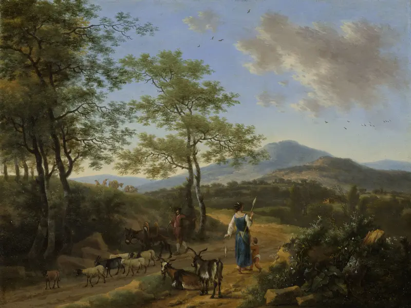Italiaans landschap met herders Wall Art by Willem de Heusch - High-Resolution Digital Print