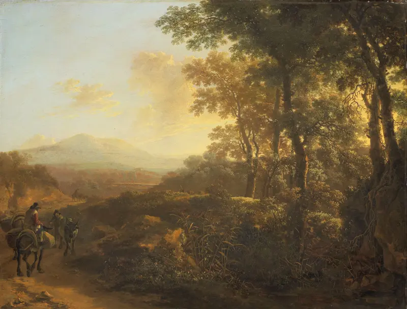 Italiaans landschap met muilezeldrijver Wall Art by Unknown - High-Resolution Digital Print