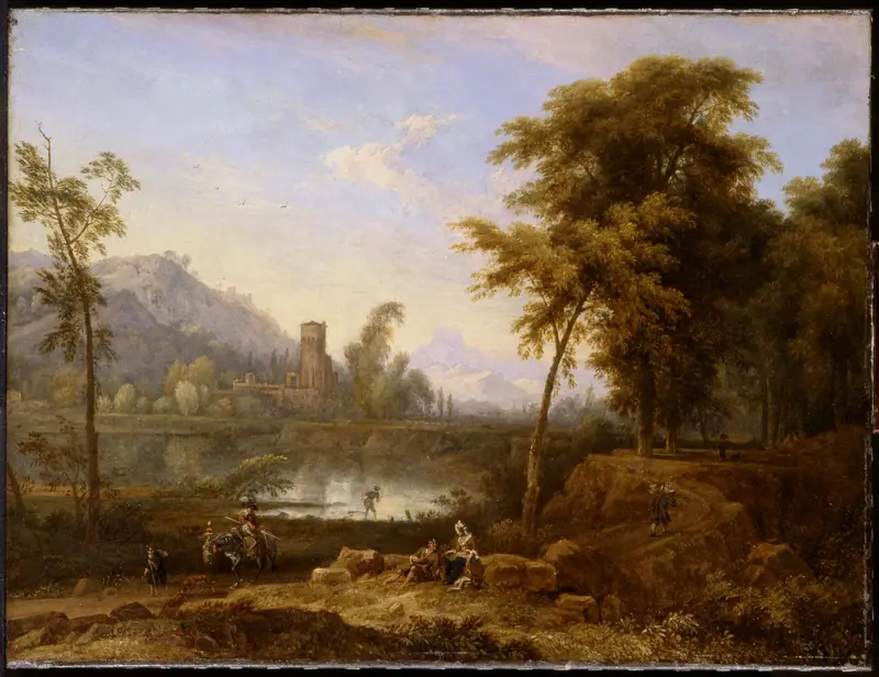 Italiaans landschap met omgeknakte boom Wall Art by Nicolaes Piemont - High-Resolution Digital Print
