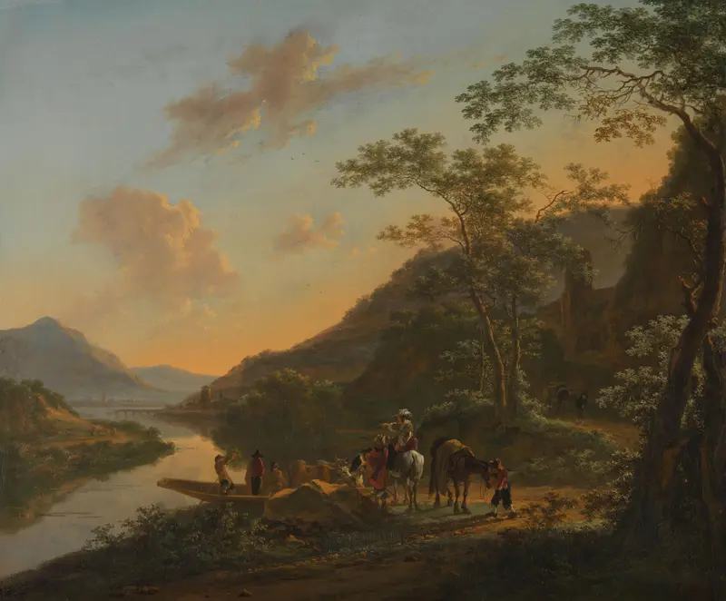 Italiaans landschap met overzetveer Wall Art by Unknown - High-Resolution Digital Print