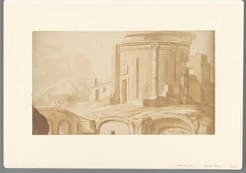 Italiaans landschap met ruïne van tempel Wall Art by Pieter van Bloemen - High-Resolution Digital Print