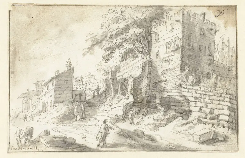 Italiaans landschap met ruïnes Wall Art by Abraham Casembroot - High-Resolution Digital Print