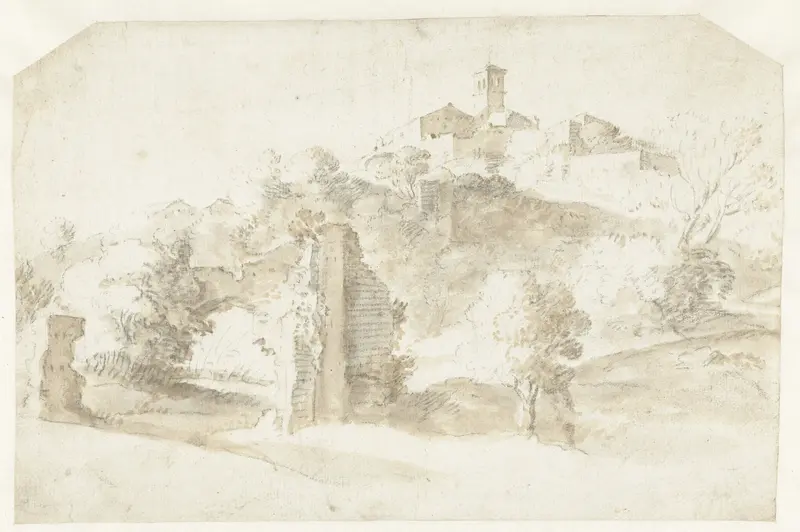 Italiaans landschap met ruïnes Wall Art by Unknown - High-Resolution Digital Print