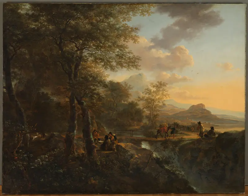 Italiaans landschap met tekenaar Wall Art by Unknown - High-Resolution Digital Print
