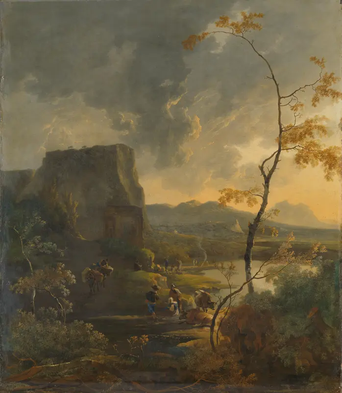Italiaans landschap met tempel Wall Art by Adam Pijnacker - High-Resolution Digital Print