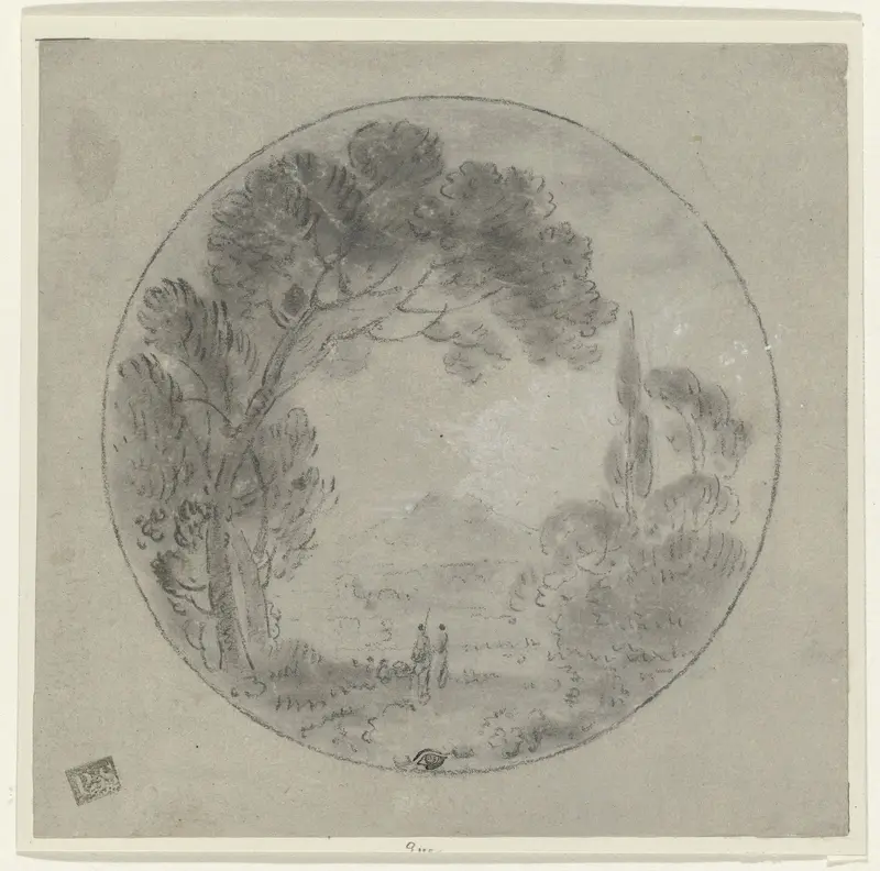 Italiaans landschap met twee figuren in een park Wall Art by Richard Wilson - High-Resolution Digital Print