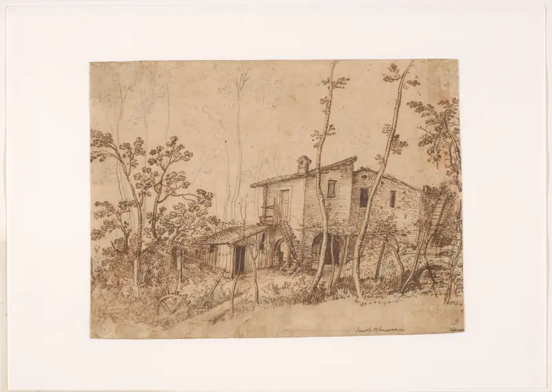 Italiaanse boerderij aan een beek Wall Art by Paul Bril - High-Resolution Digital Print